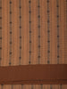 Caramel Brown Striped Butta Woven Cotton Saree with Solid Border