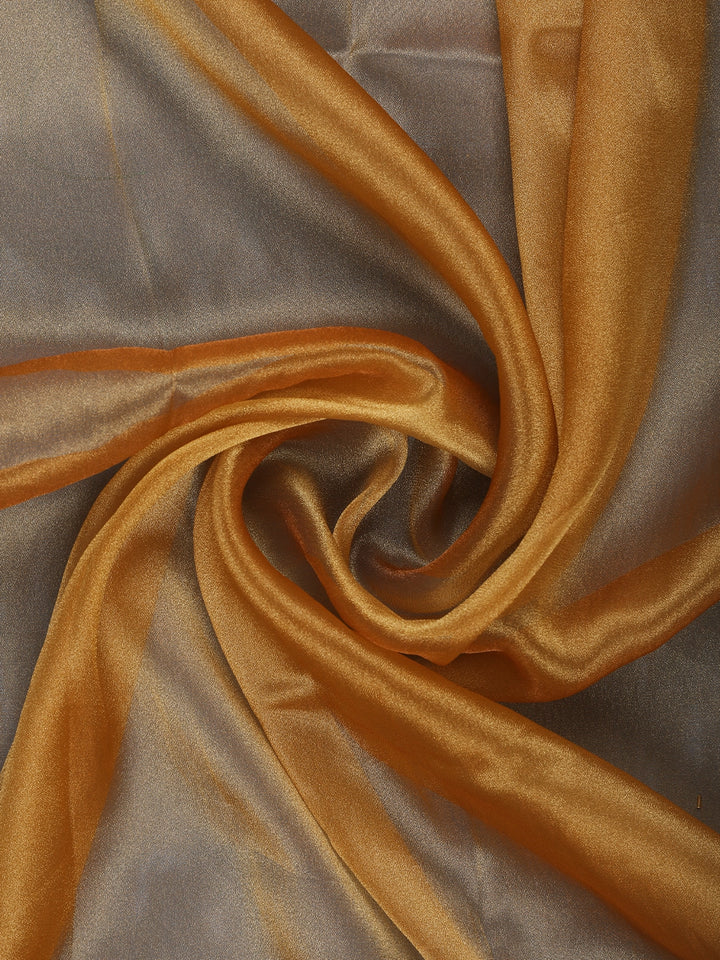 Caramel Brown Tissue Organza Saree with Embroidered Scallop Border - Diadem