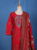 Carmine Red Floral Design Embroidered Semi Silk Salwar Suit - Diadem
