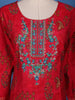Carmine Red Floral Design Embroidered Semi Silk Salwar Suit - Diadem