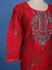 Carmine Red Floral Design Embroidered Semi Silk Salwar Suit - Diadem