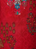 Carmine Red Floral Design Embroidered Semi Silk Salwar Suit - Diadem