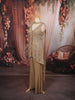 Champagne Beige Abstract Sequins and Kartana Beads Embroidered Design Georgette Party Wear Palazzo Suit with Matching Choker Dupatta