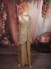 Champagne Beige Abstract Sequins and Kartana Beads Embroidered Design Georgette Party Wear Palazzo Suit with Matching Choker Dupatta