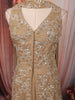Champagne Beige Abstract Sequins and Kartana Beads Embroidered Design Georgette Party Wear Palazzo Suit with Matching Choker Dupatta