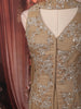 Champagne Beige Abstract Sequins and Kartana Beads Embroidered Design Georgette Party Wear Palazzo Suit with Matching Choker Dupatta