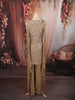 Champagne Beige Abstract Sequins and Kartana Beads Embroidered Design Georgette Party Wear Palazzo Suit with Matching Choker Dupatta