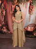 Champagne Beige Abstract Sequins and Kartana Beads Embroidered Design Georgette Party Wear Palazzo Suit with Matching Choker Dupatta