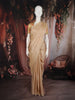 Champagne Beige Butta Woven Design Soft Tissue Saree with Scalloped Border