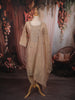 Champagne Beige Butta Zari Embroidered Design Crushed Tissue Straight Cut Salwar Suit with Matching Designer Dupatta