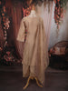Champagne Beige Butta Zari Embroidered Design Crushed Tissue Straight Cut Salwar Suit with Matching Designer Dupatta