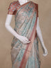 Champagne Beige Floral Design Tissue Silk Saree with Zari Border