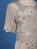 Champagne Beige Floral Sequins Embellished Crepe Skirt - Diadem