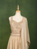 Champagne Beige Floral Sequins and Kardana Embroidered Design Tissue Silk Fancy Lehenga with Matching Dupatta