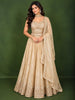 Champagne Beige Floral Sequins and Kardana Embroidered Design Tissue Silk Fancy Lehenga with Matching Dupatta