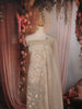 Champagne Beige Floral Vine Beads Embroidered Design Pure Organza Unstitched Salwar Material