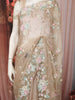 Champagne Beige Floral Vine Sequins and  Beads Embroidered Design Net Party Wear Saree with Designer Border
