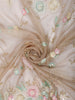 Champagne Beige Floral Vine Sequins and  Beads Embroidered Design Net Party Wear Saree with Designer Border