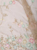 Champagne Beige Floral Vine Sequins and  Beads Embroidered Design Net Party Wear Saree with Designer Border