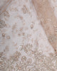 Champagne Beige Floral Vine Sequins and  Beads Embroidered Design Net Party Wear Saree with Scalloped Border