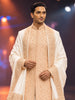 Champagne Beige Floral Vine Sequins and Beads Embroidered Design Raw Silk Sherwani Suit with Matching Dupatta