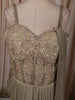 Champagne Beige Floral Vine Sequins and Kartana Embroidered Design Holographic Corset Party Wear Gown