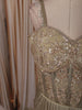Champagne Beige Floral Vine Sequins and Kartana Embroidered Design Holographic Corset Party Wear Gown