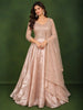 Champagne Beige Floral Vine Sequins and Thread Embroidered Design Organza Gown with Matching Dupatta