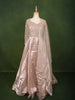 Champagne Beige Floral Vine Sequins and Thread Embroidered Design Organza Gown with Matching Dupatta