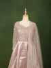Champagne Beige Floral Vine Sequins and Thread Embroidered Design Organza Gown with Matching Dupatta