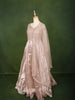 Champagne Beige Floral Vine Sequins and Thread Embroidered Design Organza Gown with Matching Dupatta