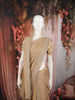 Champagne Beige Floral Vine Zari Embroidered Design Georgette Saree with Matching Grand Dupatta