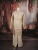Champagne Beige Floral Vine Zari Embroidered Design Tissue Silk Men's Kurta Pyjama