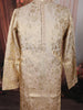 Champagne Beige Floral Vine Zari Embroidered Design Tissue Silk Men's Kurta Pyjama