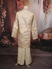 Champagne Beige Floral Vine Zari Embroidered Design Tissue Silk Men's Kurta Pyjama