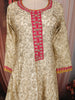 Champagne Beige Floral Vine Zari Embroidered and Stone Embellished Design Silk Palazzo Suit with Matching Dupatta