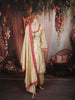 Champagne Beige Floral Vine Zari Embroidered and Stone Embellished Design Silk Palazzo Suit with Matching Dupatta