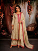Champagne Beige Floral Vine Zari Embroidered and Stone Embellished Design Silk Palazzo Suit with Matching Dupatta