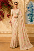 Champagne Beige Floral Wine Zari  Woven Design Pure Tissue Fancy Saree with Lace Border
