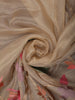 Champagne Beige Floral Wine Zari  Woven Design Pure Tissue Fancy Saree with Lace Border