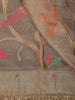 Champagne Beige Floral Wine Zari  Woven Design Pure Tissue Fancy Saree with Lace Border