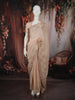 Champagne Beige Floral Zari Embroidered Design Chiffon Party Wear Saree with Zari Border