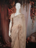 Champagne Beige Floral Zari Embroidered Design Chiffon Party Wear Saree with Zari Border