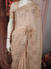 Champagne Beige Floral Zari Embroidered Design Chiffon Party Wear Saree with Zari Border