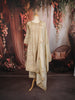 Champagne Beige Floral Zari Embroidered and Stone Embellished Design Tissue Silk Anarkali Salwar Suit with Matching Dupatta