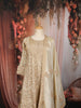 Champagne Beige Floral Zari Embroidered and Stone Embellished Design Tissue Silk Anarkali Salwar Suit with Matching Dupatta