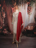 Champagne Beige Floral Zari Woven Design Raw Silk Party Wear Palazzo Suit with Contrast Designer Dupatta