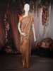 Champagne Beige Peacock Zari Woven and Stone Work Embellished Design Pure Banarasi Silk Designer Saree with Designer Border