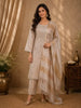 Champagne Beige Gold Beads Embroidered Design Silk Salwar Straight Cut salwar Suit with Dupatta