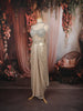 Champagne Beige Heavy Mirror and Beads Embroidered Design Shimmer Party Wear Corset Gown with Choker Dupatta